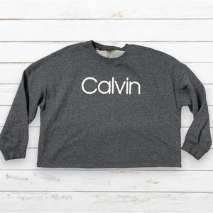 Calvin Klein Women's Gray Pullover‎ Cropped Sweatshirt Size XL